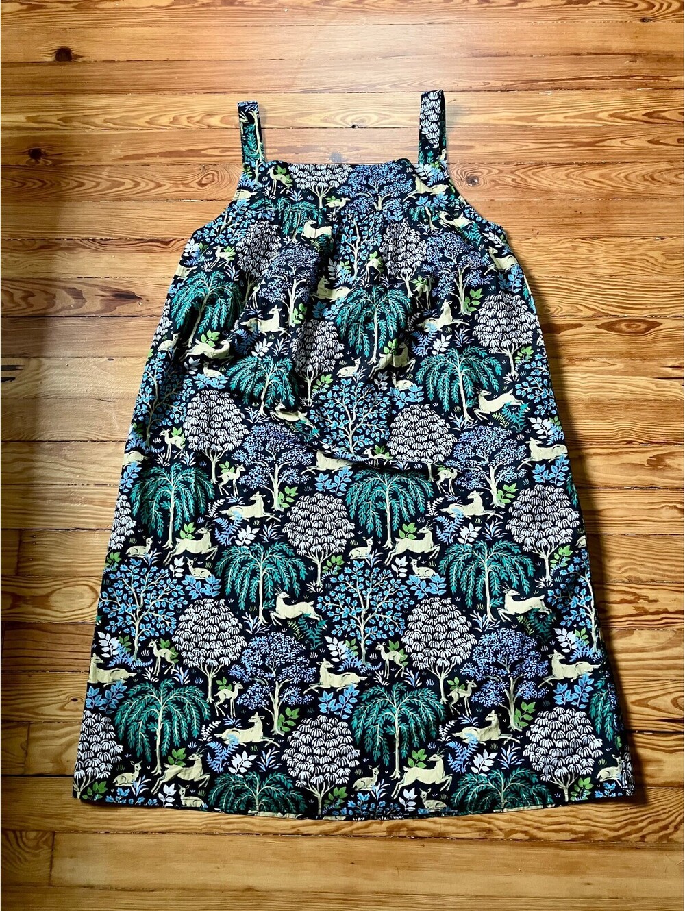 Rare Printfresh Dashing Deer Back to Bed Nightgown  Black Cottagecore Pockets L